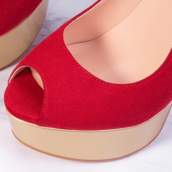 Petit Cadeau Danielle - Classy Peep Toe Pumps, 6" Heels and 1.5" Platform NEW! - Picture 6 of 6